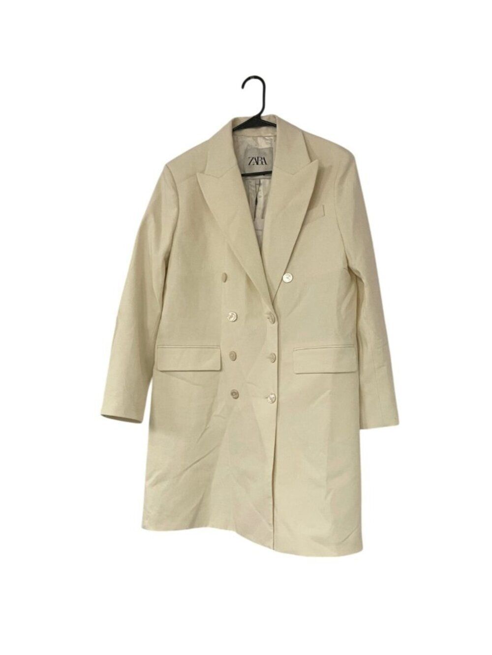 Zara Womens Blazer Jacket Medium Oyster White ivory Double Breasted 2411/319 NWD